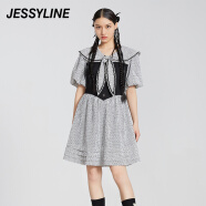 Jessy line夏季专柜款 杰茜莱时尚收腰拼接连衣裙 224111136 黑/白 XS/155