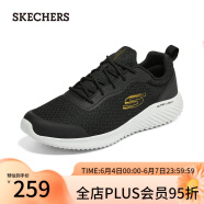 斯凯奇（Skechers）春季男缓震运动鞋网布透气舒适休闲鞋子232005 黑色/金色 41 