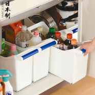 家の物语（KATEI STORY） 日本进口厨房水槽置物架带滑轮收纳筐杂物调料收纳盒食品储物筐 白色
