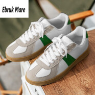 EBRUK MARE森马同品德训鞋男鞋夏季新款复古小白鞋小众设计休闲平底板鞋百搭 白绿色 37