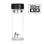 RSRDDY惠尔雅双层玻璃杯惠尔雅双层加厚玻璃杯男女士便携隔热带过滤网的 350ml加厚魔力黑0只