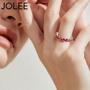JOLEE戒指女S925银时尚轻奢石榴石彩色宝石指环排戒均码饰品送女士礼物