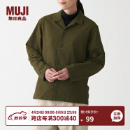 无印良品（MUJI） 男女通用法兰绒开领衬衫长袖休闲百搭衬衣外套纯棉全棉ACA71A1A 卡其绿 S-M 165/88A
