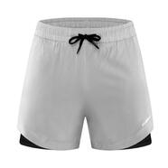 OTW马拉松田径健身二合一跑步短裤速干透气带内衬后腰手机拉链袋 浅灰色 3XL