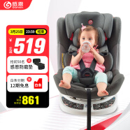 感恩盖亚儿童安全座椅0-12岁 宝宝座椅isofix接口 360度旋转 银河灰