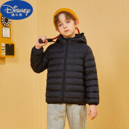 迪士尼（Disney）反季促销儿童羽绒服男童女童中大童超轻超薄白鸭绒轻薄款短款外套 防寒保暖黑色 防寒保暖110cm 建议身高100左右