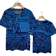 林中寻电脑手机电路板芯片时尚科技感电子科技速干短袖T恤衫男女上衣服 款式-10 XS