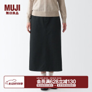 无印良品 MUJI 女式 丝光斜纹 裙子半身长裙秋冬季简约风纯棉全棉BEK37C2A 黑色 M(160/66A)