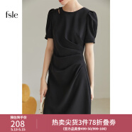 范思蓝恩22FS2038胸前镂空连衣裙女夏新款高级感气质显瘦裙子 气质黑 M