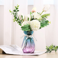 TaTanice  玻璃花瓶 插花瓶干花仿真花水培插花玫瑰百合花富贵竹器客厅摆件蓝紫新诺15cm
