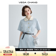 VEGA CHANG工装连体短裤女夏2024年新款小个子显瘦高级感连身衣裤 蓝色（连衣裙短款） XS