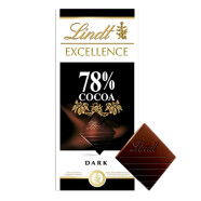 德国进口lindt瑞士莲黑巧片特醇黑巧克力78%可可排块100克 瑞士莲78%可可黑巧100克