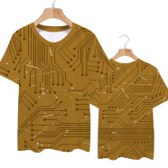 林中寻电脑手机电路板芯片时尚科技感电子科技速干短袖T恤衫男女上衣服 款式-7 XS