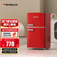 德姆勒（DEMULLER）118升复古冰箱小型大容量家用租房宿舍电冰箱 化妆品网红高颜值双门冰箱冷藏冷冻节能静音 118升【复古红】上冷冻下冷藏