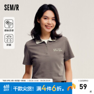 森马（Semir）[凉感T]POLO衫女短款字母刺绣2024夏季新款抗菌质感上衣气质 咖色调00355 150/76A/XS