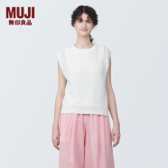 无印良品（MUJI） 女式 强捻网眼 法国袖毛衣 女款夏季 纯棉全棉背心 BA1OJA4S 白色 S (155/80A)
