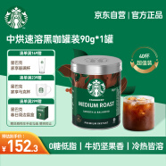 星巴克（Starbucks）速溶美式黑咖啡粉中度烘焙罐装90g 0糖健身即冲法国进口可做40杯