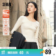 森马（Semir）毛衣女木耳边半高领圆领正肩2023冬紧身毛衫甜美简约109723107001