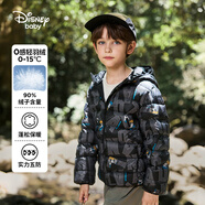 迪士尼（Disney）男童轻薄羽绒服耐脏油污90白鸭绒儿中大童衣服24冬DB431KE09黑150