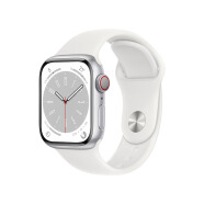 Apple Watch Series 8 智能手表GPS+蜂窝款41毫米银色铝金属表壳白色运动型表带 S8 MP4D3CH/A