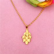 银千惠时尚新款沙金喷砂厚金桃心形天鹅项链女仿镀金欧币饰品不掉色 凤尾款