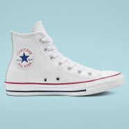 匡威（Converse）板鞋ALL STAR系列男女同款经典皮质高帮系带休闲鞋街头潮鞋情侣款 白色132169C M3/W5(35码)