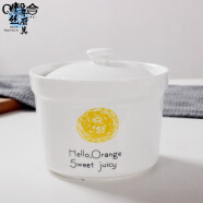 鸡蛋羹蒸碗可爱陶瓷碗燕麦家用小碗卡通喝汤碗小号宝宝吃饭儿童蒸鸡蛋羹餐具 4.5寸汤盅带盖(太阳) 400ml