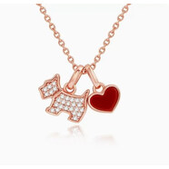 AGATHA赵昭仪同款小狗轻奢锆石925银饰项链女 生日礼物送女友老婆高级感 玫瑰金 925银