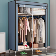 亚思特布衣柜家用出租房钢架简易衣柜防尘收纳组合柜子宿舍寝室挂衣柜 经典灰【长90宽46高168cm】