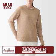 无印良品 MUJI 女式 含牦牛绒骆驼绒圆领毛衣 长袖针织衫秋 冬季 米色 XS-S 155/80A