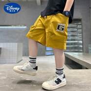 迪士尼（Disney）新款男童短裤夏季中大童休闲工装裤2024外贸儿童五分裤洋气中裤潮 姜黄色 120cm