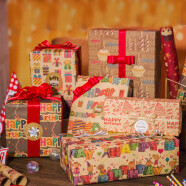 TaTanice 礼品包装纸 生日礼物DIY手工纸打包纸礼品礼盒纸 6张+5米丝带