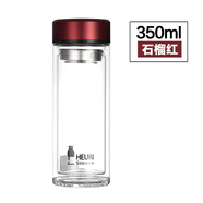 RSRDDY惠尔雅双层玻璃杯惠尔雅双层加厚玻璃杯男女士便携隔热带过滤网的 350ml加厚石榴红0只