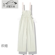 织姬学生背带裤套装女2025春夏新款宽松显瘦韩版初中生连体裤阔腿裤女 杏色裤子（单.条.裤.子） L _建议100-115斤