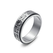 金光咒转动戒指钛钢道教八卦转戒八大神咒指环 黑色8#