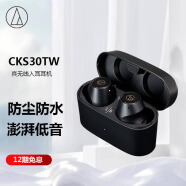 铁三角（Audio-technica）CKS30TW 真无线蓝牙5.1耳机 入耳式音乐重低音防水 兼容苹果华为小米手机 黑色