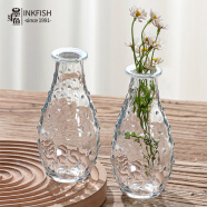 墨斗鱼透明玻璃花瓶摆件创意简约客厅插花茶几家居餐厅装饰花器-雨点款