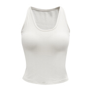 EGGKA纯色U领挂脖背心女夏新款简约百搭时尚气质收腰修身显瘦上衣 米白-含胸垫E24A5293AF 均码