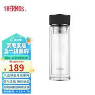 膳魔师（THERMOS） 双层玻璃杯商务办公高档水杯男士泡茶杯车载水杯茶水分离 TCJGA-400-D-BK短茶隔