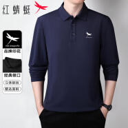 红蜻蜓（RED DRAGONFLY）长袖t恤男休闲时尚百搭舒适简约印花polo上衣打底衫 藏青 2XL