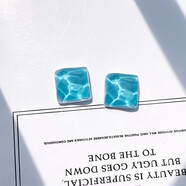 奉希老凤凰孟加拉赤金店款多瑙河独特蓝紫色耳钉女适合夏天的耳 蓝色之恋-耳夹款(无老凤祥同款