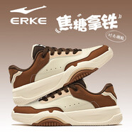 鸿星尔克（ERKE）焦糖拿铁男鞋2025新年配色厚底休闲鞋秋冬防滑低帮板鞋皮面运动鞋 1250暖亚麻(焦糖拿铁-皮面) 43 高性价比