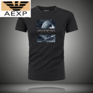 AEXP阿玛EA7XP尼旗下夏季男士丝光莫代尔短袖圆领T恤纯棉体恤宽松打底 黑色911 M