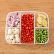 萨夫百德日式可叠加带盖食材备菜分类配菜盒密封分格不串味分装冰箱保鲜盒 五分格