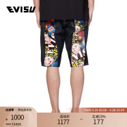 EVISU 男士佛头老虎大M印花牛仔短裤 2ESHTM1DS140XX 牛仔蓝 29