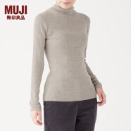 无印良品 MUJI 女式  罗纹高领毛衣 W9AA870 长袖针织衫 燕麦色 XL
