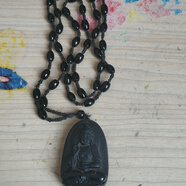 沉鱼落雁天然黑曜砂原矿雕刻千手观音吊坠男女款情侣挂件送女友礼物