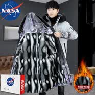 NASA RHUDE秋季夹克棒球服连帽潮流外套秋冬季男中长款外套男秋冬季加厚外套 黑紫 XL (推荐体重140-160斤)