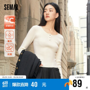 森马（Semir）毛衣女木耳边半高领圆领正肩2023冬紧身毛衫甜美简约109723107001