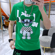 怡品堂欧洲站印花短袖T恤男夏季修身卡通创意t恤 绿色 S
